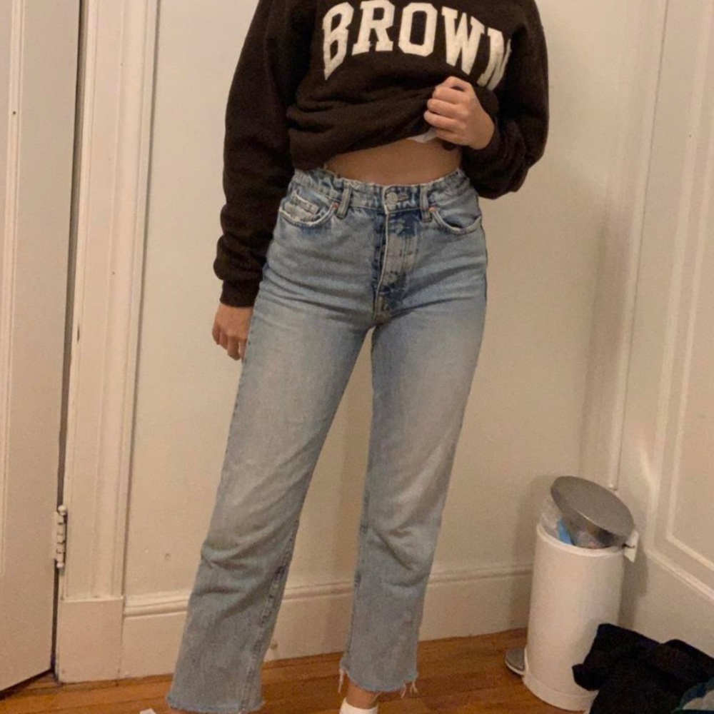 Distressed mom Zara jeans